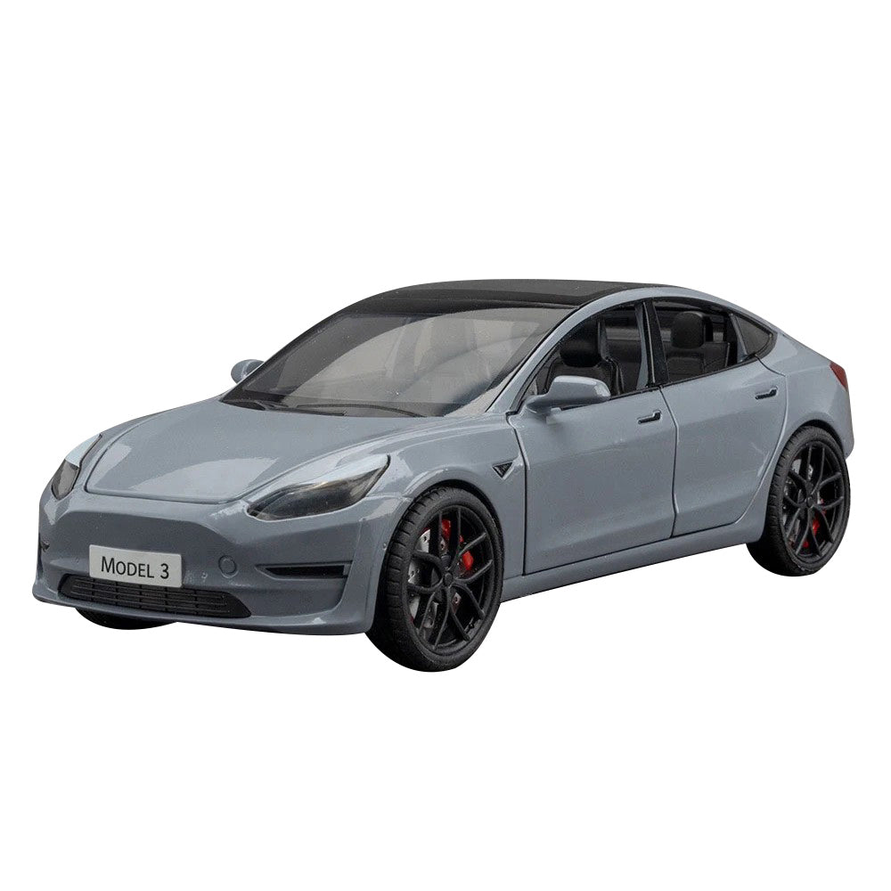 1:24 Tesla Model 3 Alloy Pull Back Car Model Sound Light Boy Toy Car