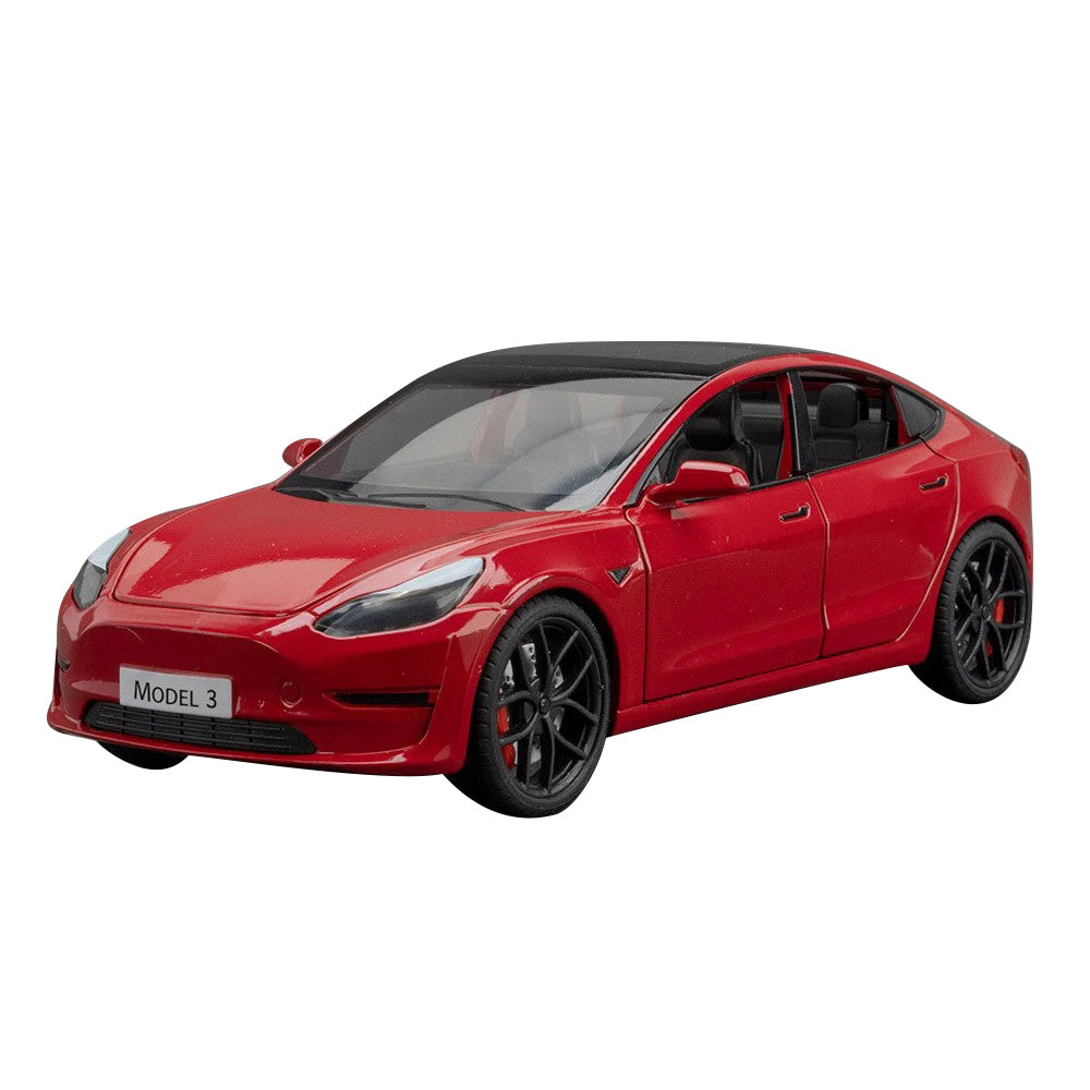 1:24 Tesla Model 3 Alloy Pull Back Car Model Sound Light Boy Toy Car