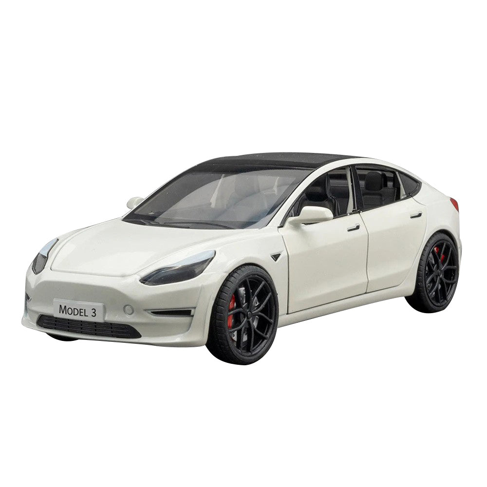 1:24 Tesla Model 3 Alloy Pull Back Car Model Sound Light Boy Toy Car