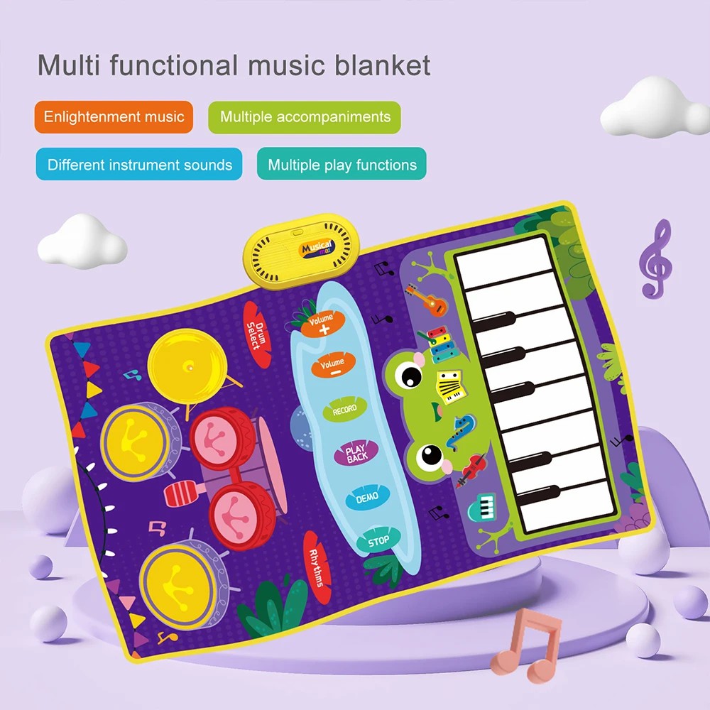CP5929 Early Educational Toy Toddler Kid Piano Keyboard Drum Play Mat Music Blanket Baby Gift