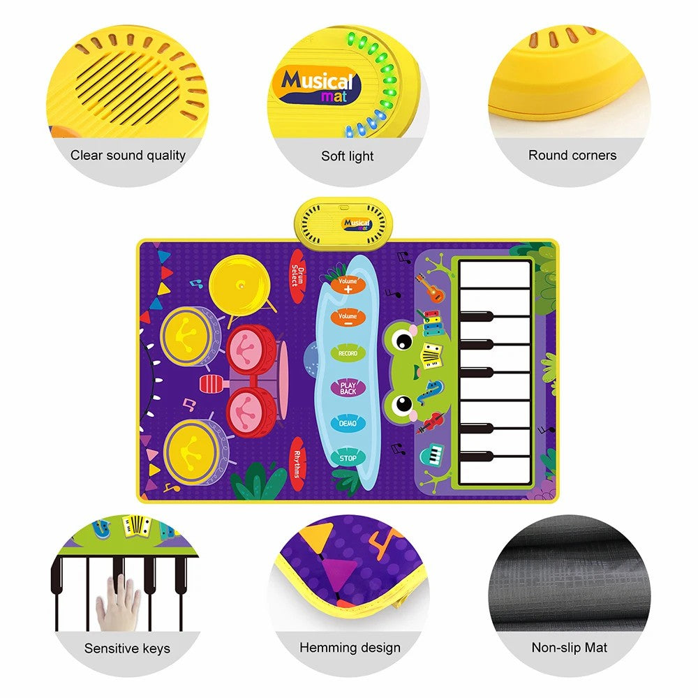 CP5929 Early Educational Toy Toddler Kid Piano Keyboard Drum Play Mat Music Blanket Baby Gift