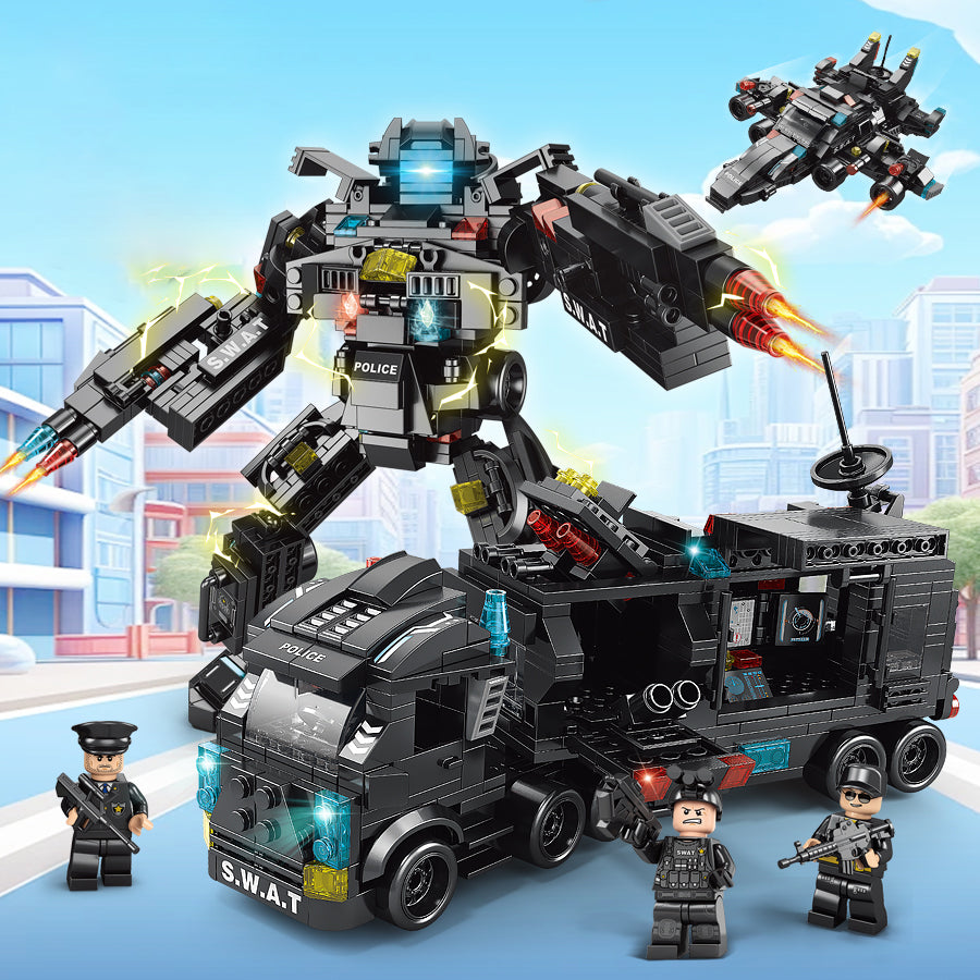Warship / City Swat DIY Model Children Building Blocks Toy Set Desktop Ornament