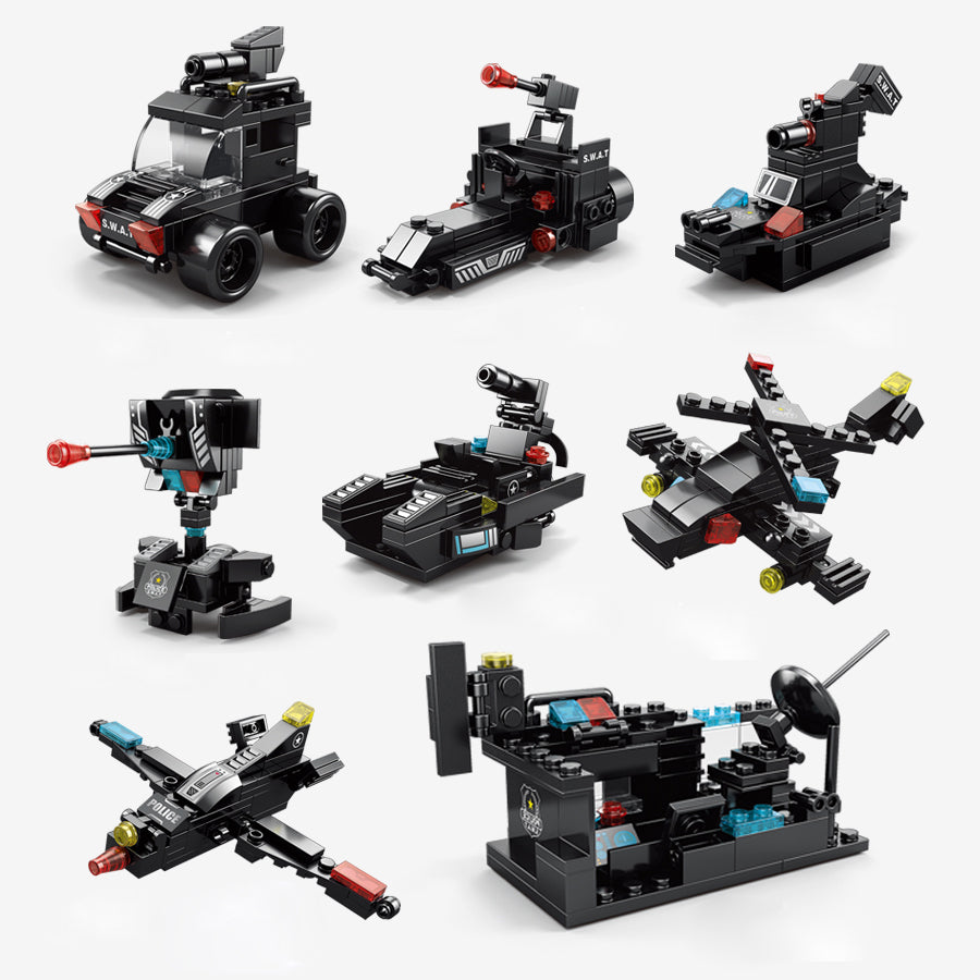 Warship / City Swat DIY Model Children Building Blocks Toy Set Desktop Ornament
