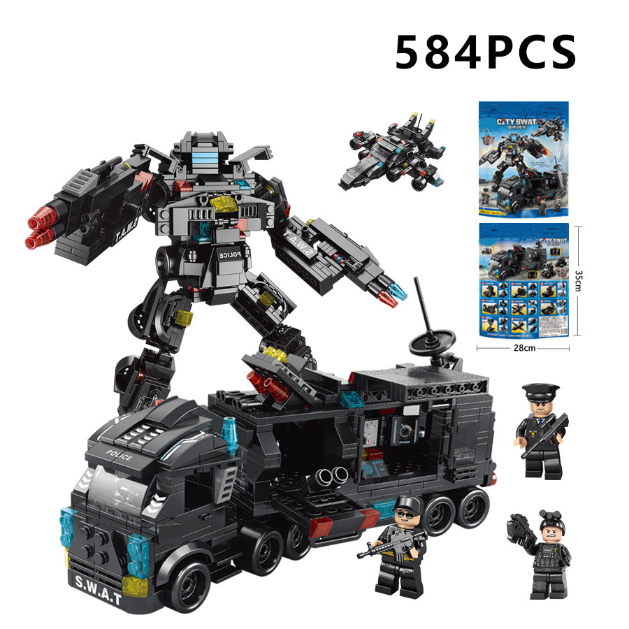 Warship / City Swat DIY Model Children Building Blocks Toy Set Desktop Ornament