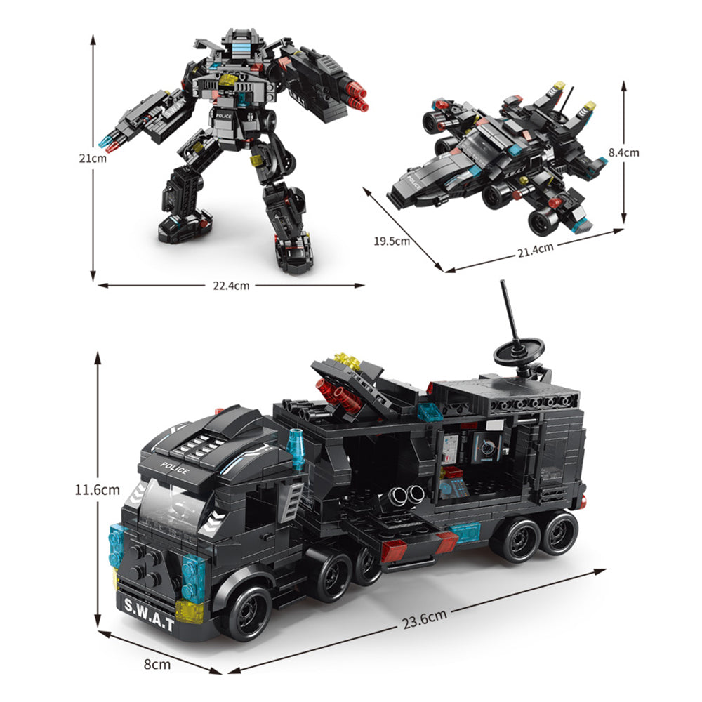 Warship / City Swat DIY Model Children Building Blocks Toy Set Desktop Ornament
