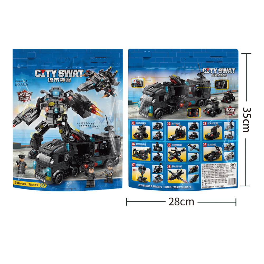 Warship / City Swat DIY Model Children Building Blocks Toy Set Desktop Ornament