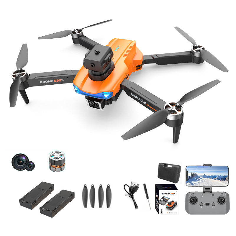 XKJ E99S 4K Dual Cameras RC Drone Brushless Obstacle-Avoidance Folding Aircraft, 2 Batteries
