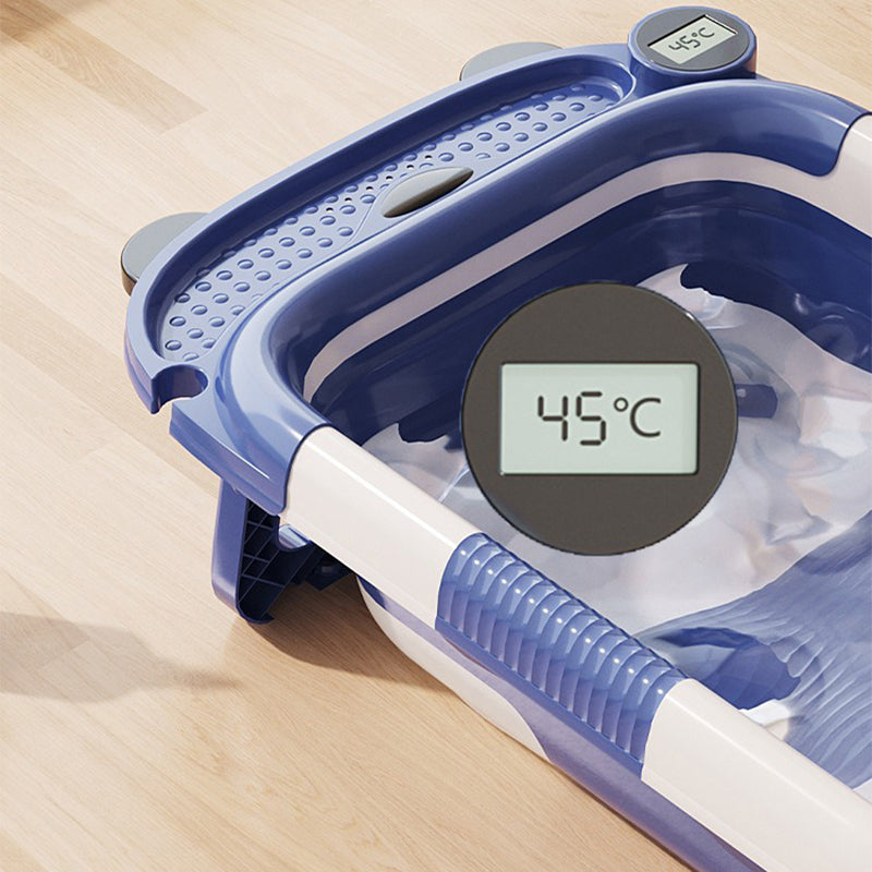RJ307 Collapsible TPE+PP Infant Baby Bath Tub with Thermometer for Newborn Toddler