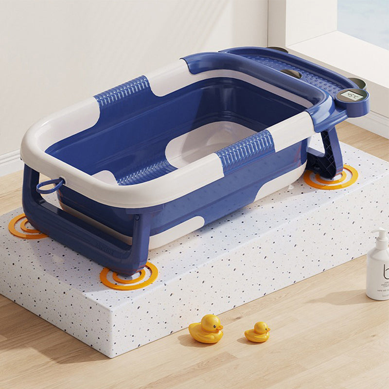 RJ307 Collapsible TPE+PP Infant Baby Bath Tub with Thermometer for Newborn Toddler