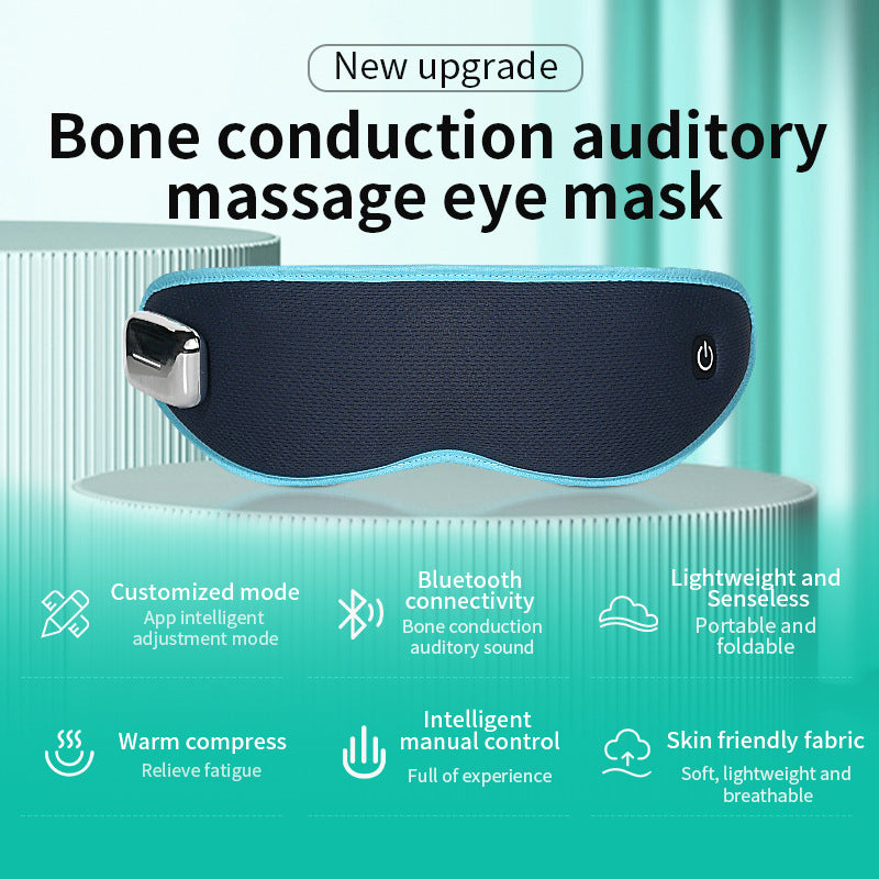 CKGO Y09-Plus Decompression Bluetooth Music Player Eye Mask Sleep Shading Eye Massage Mask, Magnetic Battery Powered - Blue