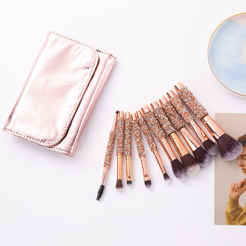 10Pcs / Set Fiber Eyeshadow Brush Basic Blusher Eyebrow Makeup Kit Brush for Blusher, Blending Concealer