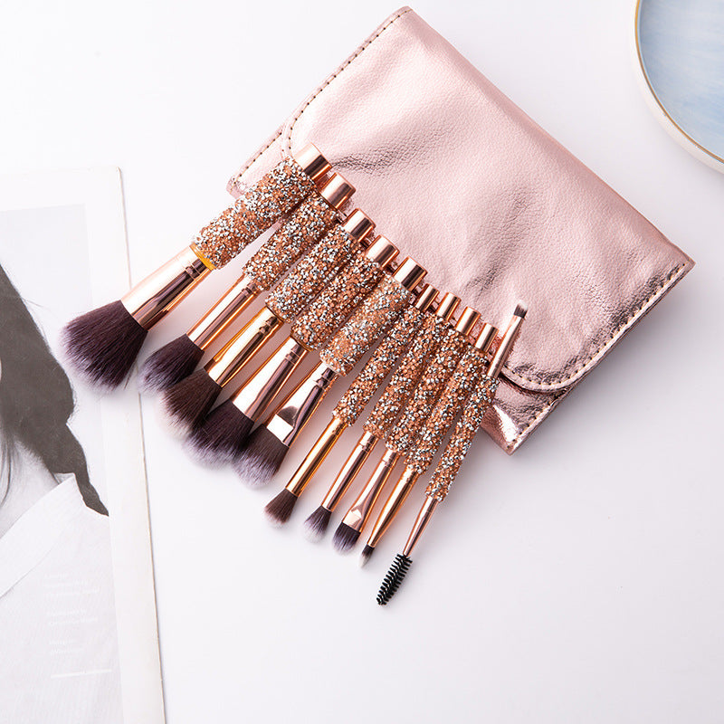 10Pcs / Set Fiber Eyeshadow Brush Basic Blusher Eyebrow Makeup Kit Brush for Blusher, Blending Concealer