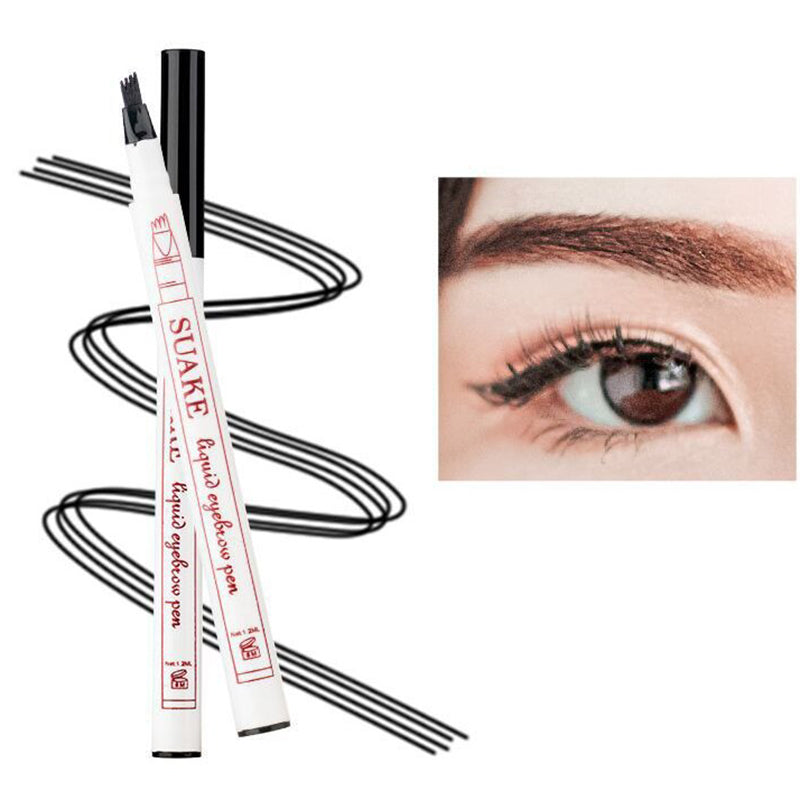 SUAKE 4-Fork Anti-sweat Eyebrow Pen Liquid Eyebrow Pencil Makeup Tool - Black