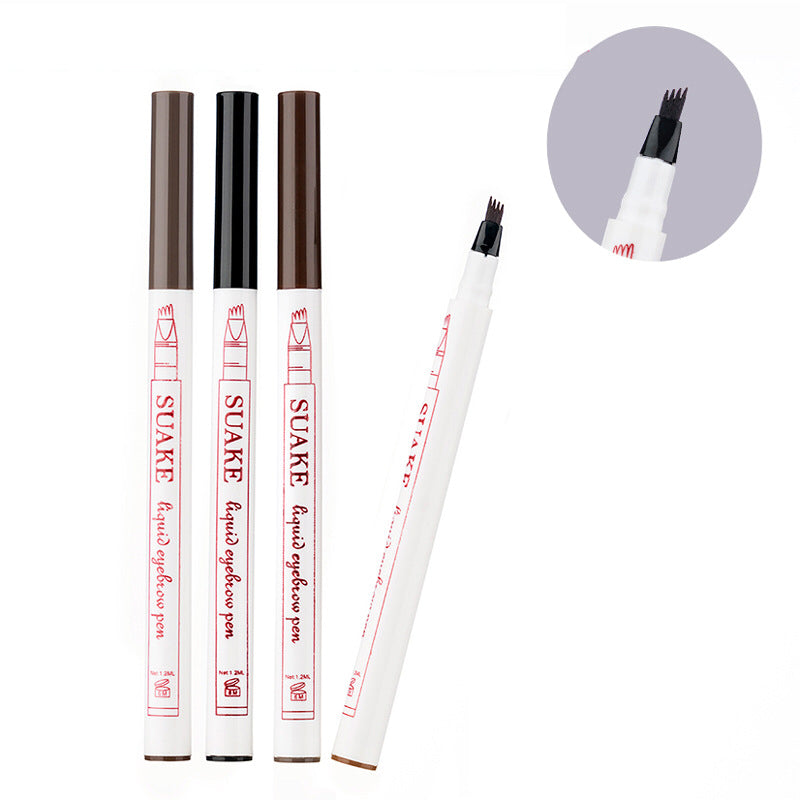 SUAKE 4-Fork Anti-sweat Eyebrow Pen Liquid Eyebrow Pencil Makeup Tool - Black