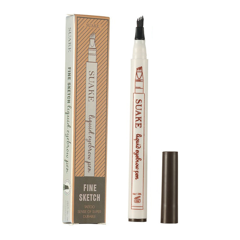 SUAKE 4-Fork Anti-sweat Eyebrow Pen Liquid Eyebrow Pencil Makeup Tool - Black