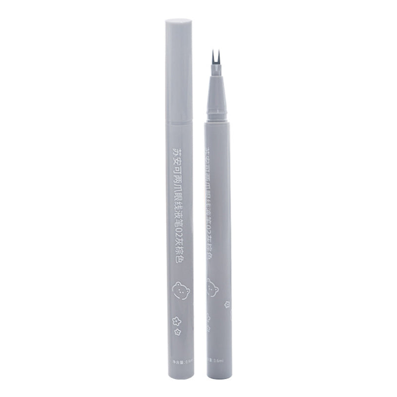 SUAKE Waterproof Eyeliner 2-Tip Liquid Non-smudge Eyeliner Makeup Tool - Gray Brown