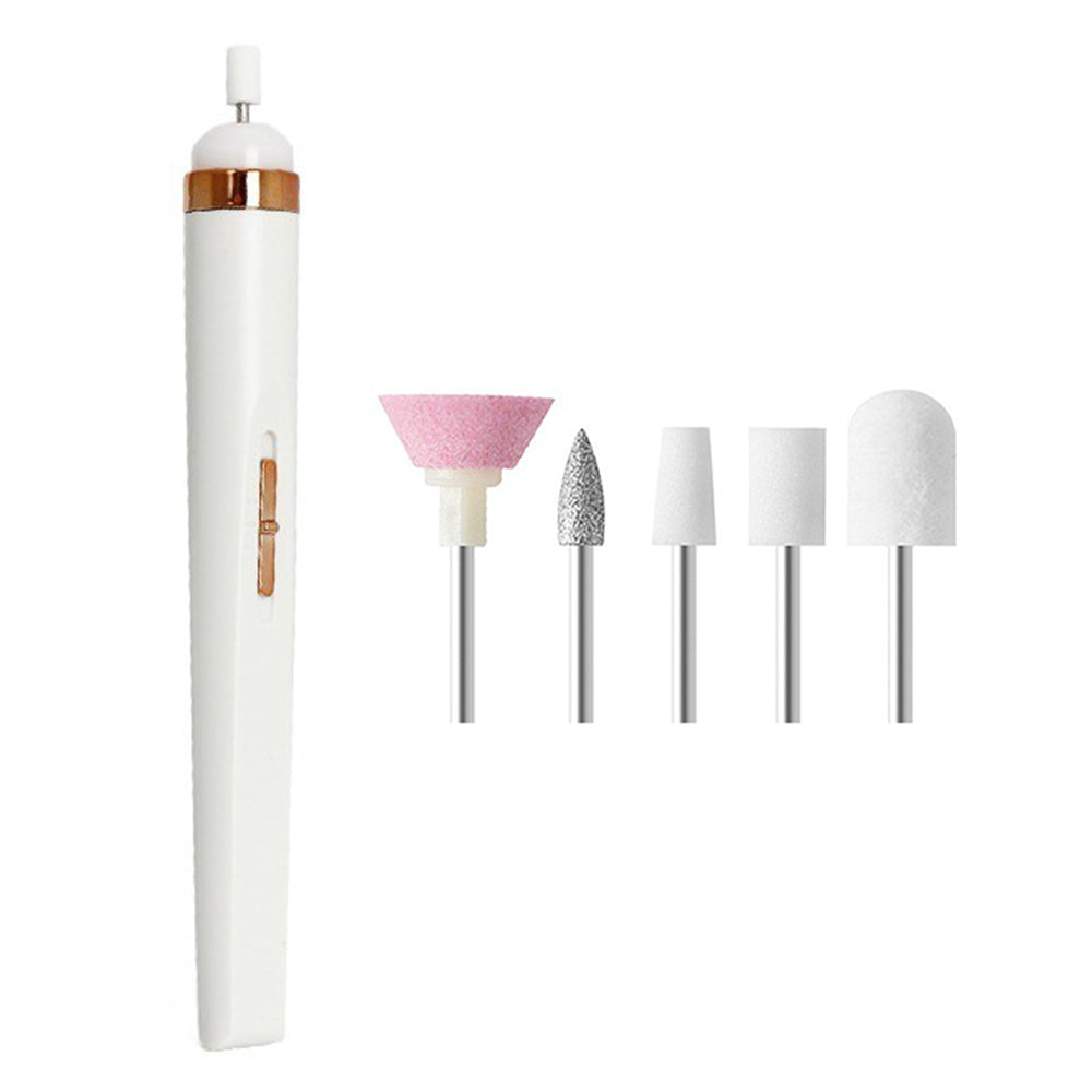 Electric Nail Drill Machine Mini Nail Grinding Pen Manicure and Pedicure Kit for Grinding, Polishing - White