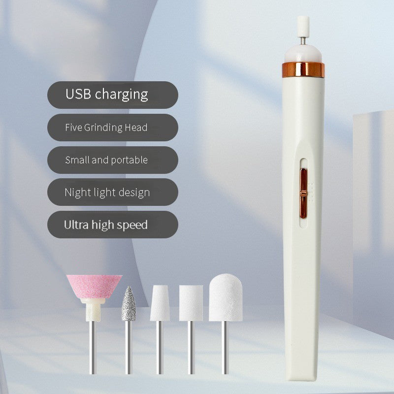 Electric Nail Drill Machine Mini Nail Grinding Pen Manicure and Pedicure Kit for Grinding, Polishing - White