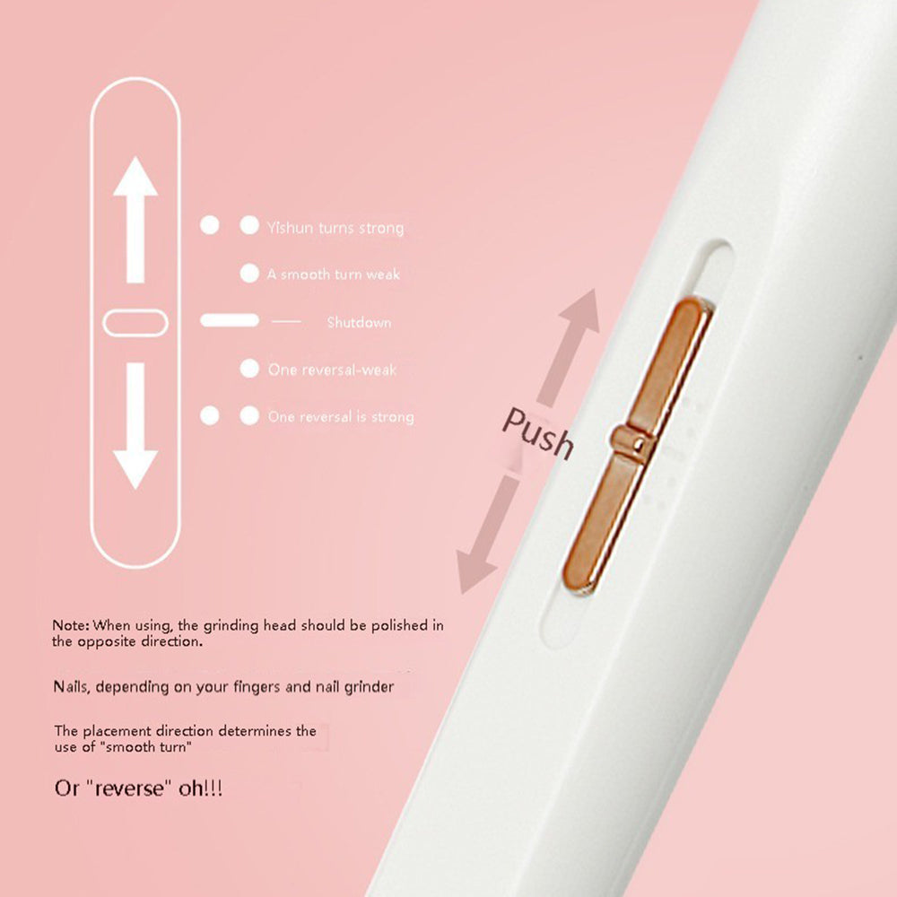 Electric Nail Drill Machine Mini Nail Grinding Pen Manicure and Pedicure Kit for Grinding, Polishing - White