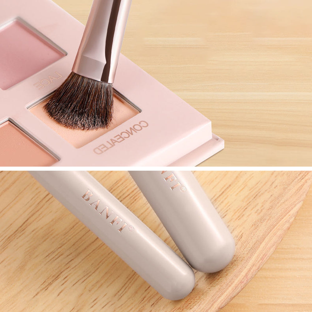 BANFI 7Pcs Eyeshadow Foundation Lip Makeup Brush Set with Cylindrical Box - Pink