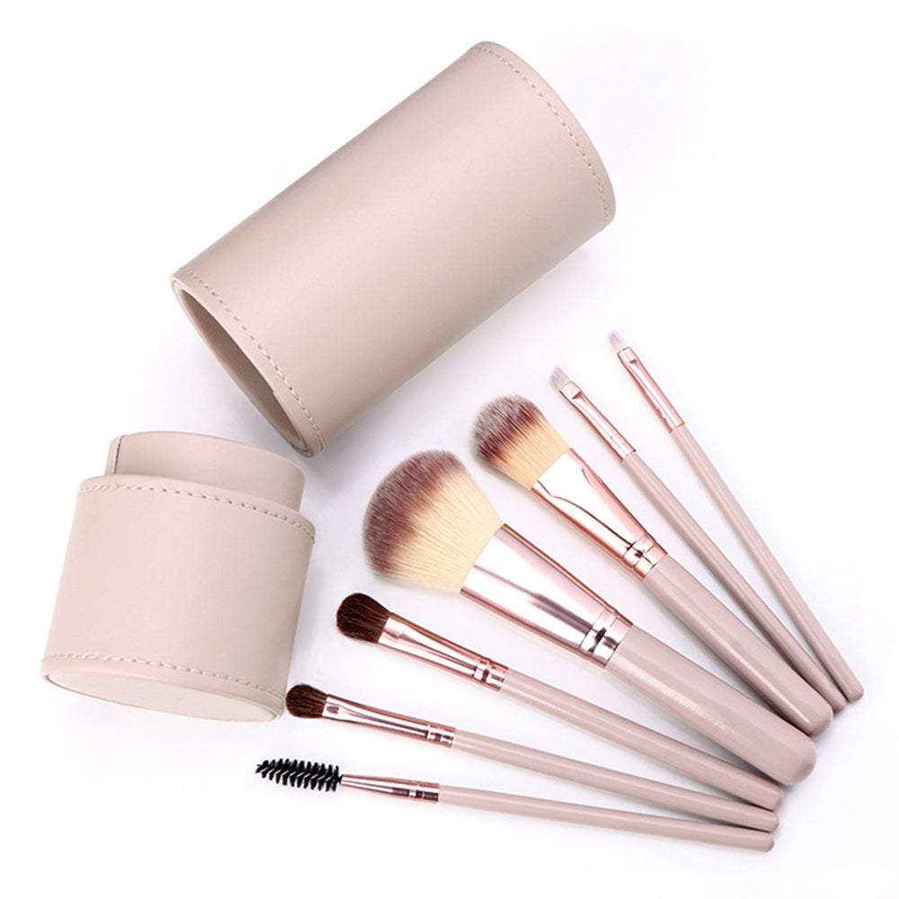 BANFI 7Pcs Eyeshadow Foundation Lip Makeup Brush Set with Cylindrical Box - Pink