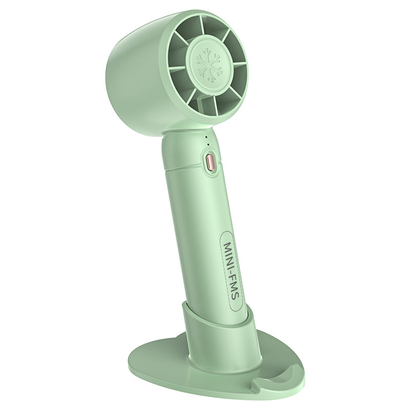 A68 Hair Dryer Style Handheld Fan 3 Wind Speed Mini Cooling Fan Phone Holder Stand - Green