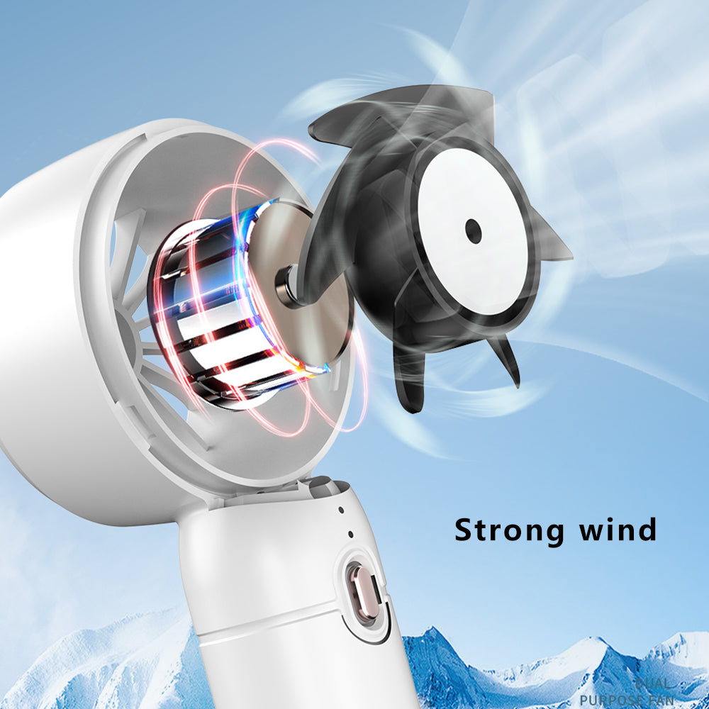 A68 Hair Dryer Style Handheld Fan 3 Wind Speed Mini Cooling Fan Phone Holder Stand - Green