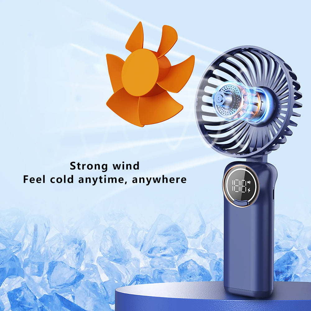 Z3 Portable Handheld Cooling Fan with Digital Display 2400mAh 24 Hours Rechargeable Summer Fan - Blue