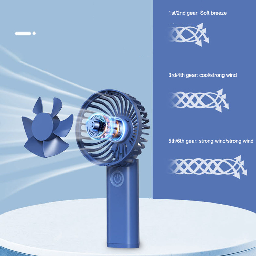 Z5 3 Speeds Digital Display Cooling Fan 180 Degree Rotatable Silent Handheld Fan - Blue