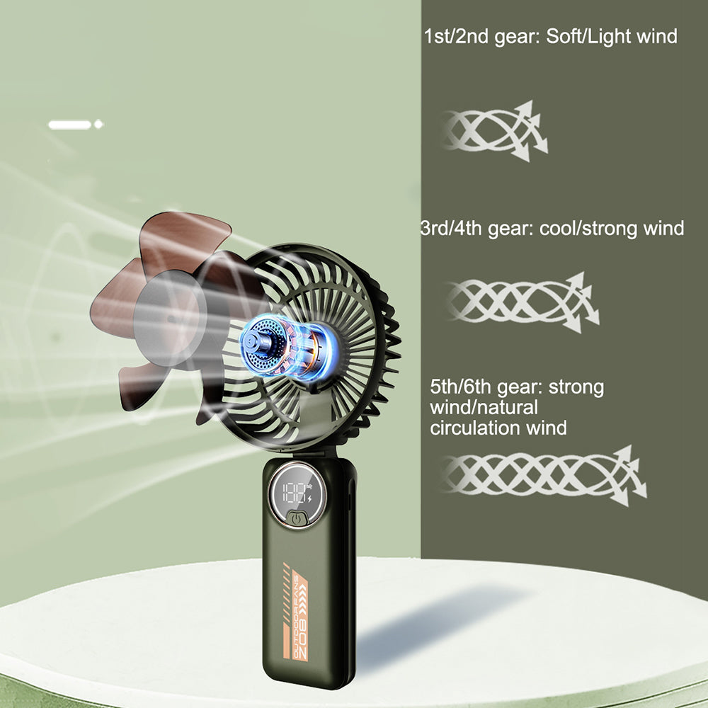 Z08 Foldable 10000mAh Rechargeable Cooling Fan Outdoor Handheld Summer Fan - Pink