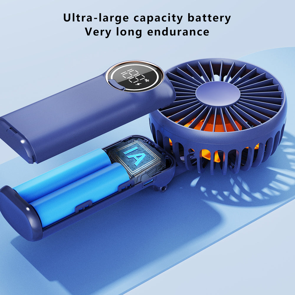 z3 6 Speeds Digital Display Cooling Fan Low Noise 180 Degree Rotatable Handheld Fan - Blue
