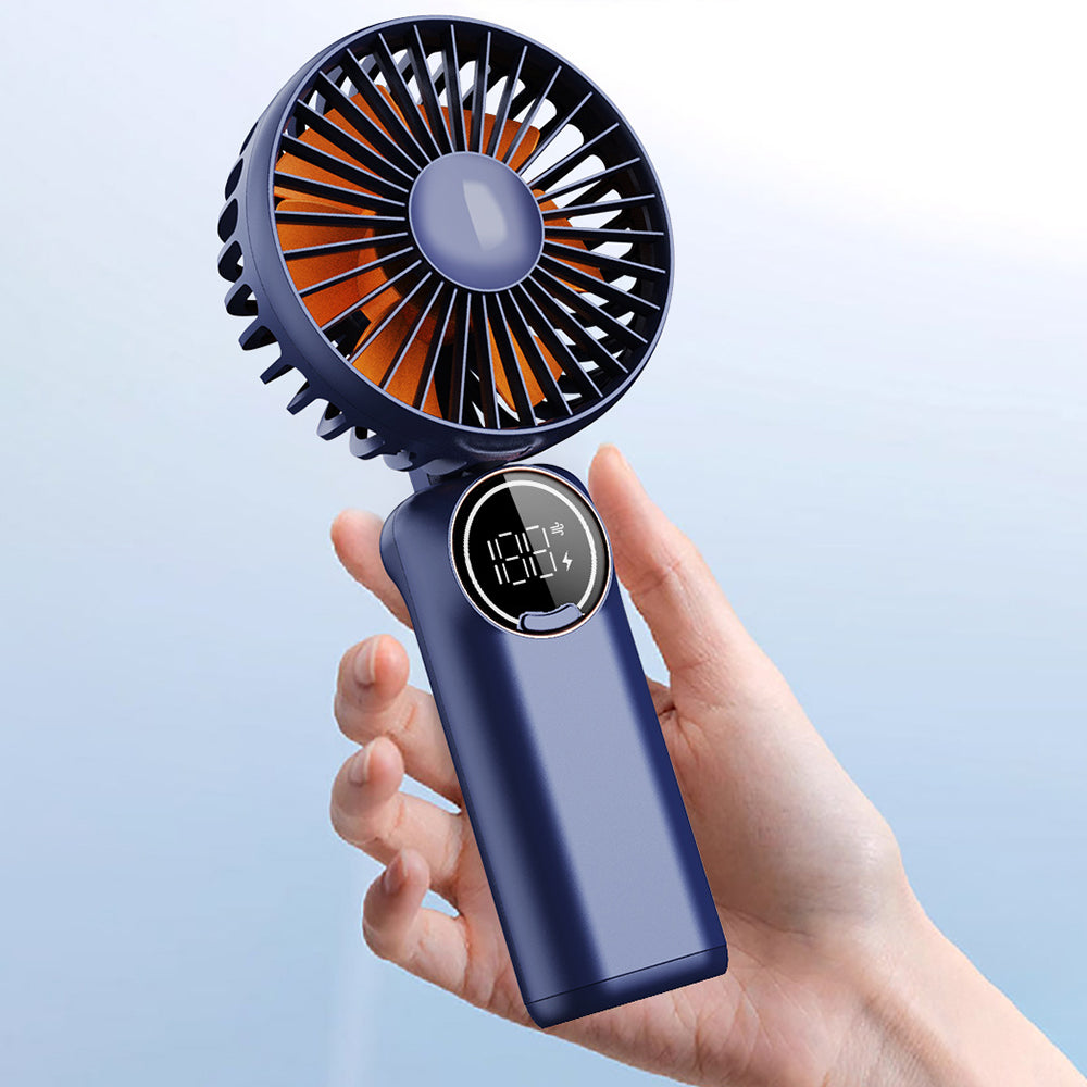z3 6 Speeds Digital Display Cooling Fan Low Noise 180 Degree Rotatable Handheld Fan - Blue