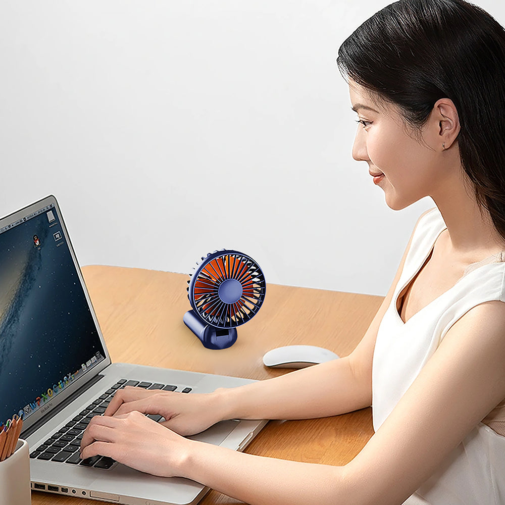 z3 6 Speeds Digital Display Cooling Fan Low Noise 180 Degree Rotatable Handheld Fan - Blue