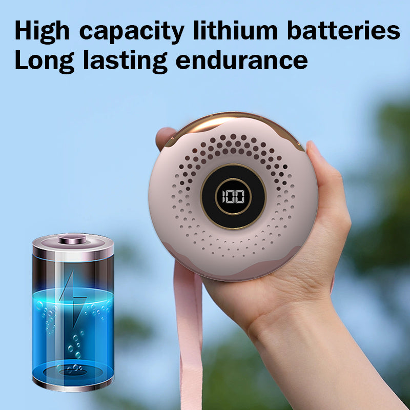 T11 Donut Shape Multifunction Mini Cooling Fan Portable Summer Fan Cooler with Neck Rope - Blue