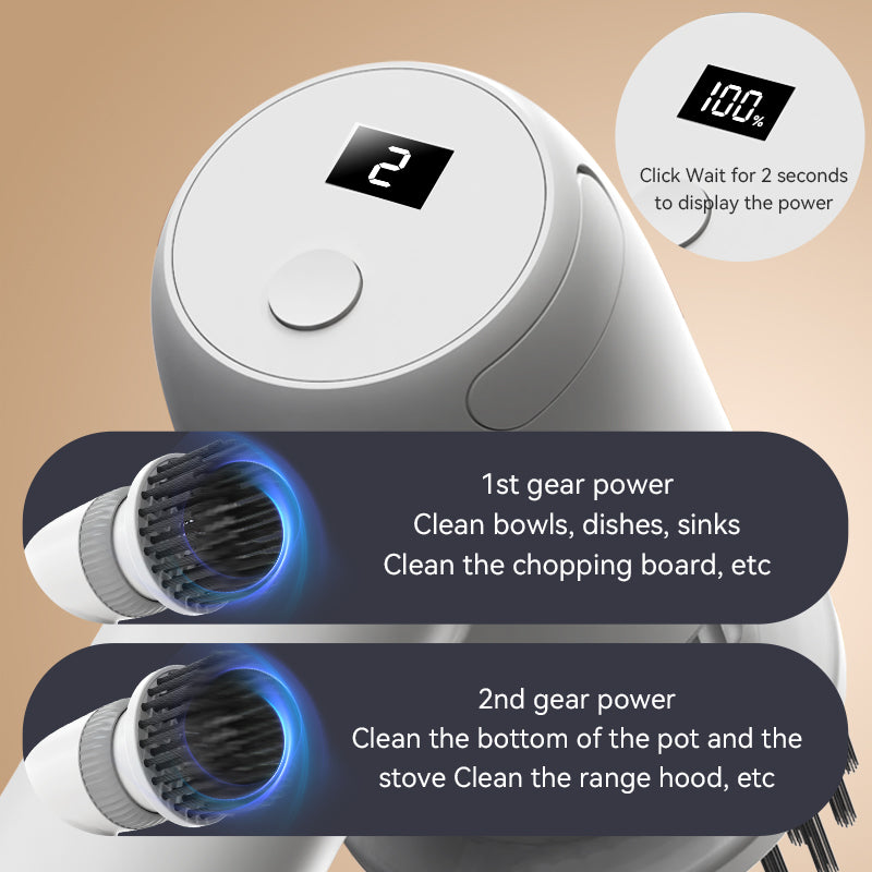 TJ03 Electric Oil Stain Scrubber Handheld Cordless Kitchen Home Cleaning Brush - Dark Blue