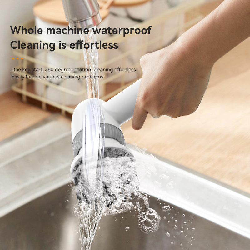 TJ03 Electric Oil Stain Scrubber Handheld Cordless Kitchen Home Cleaning Brush - Dark Blue
