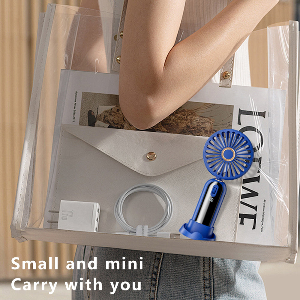 F188 Portable USB Rechargeable Cooling Fan 100 Wind Speeds Handheld Summer Fan - Blue