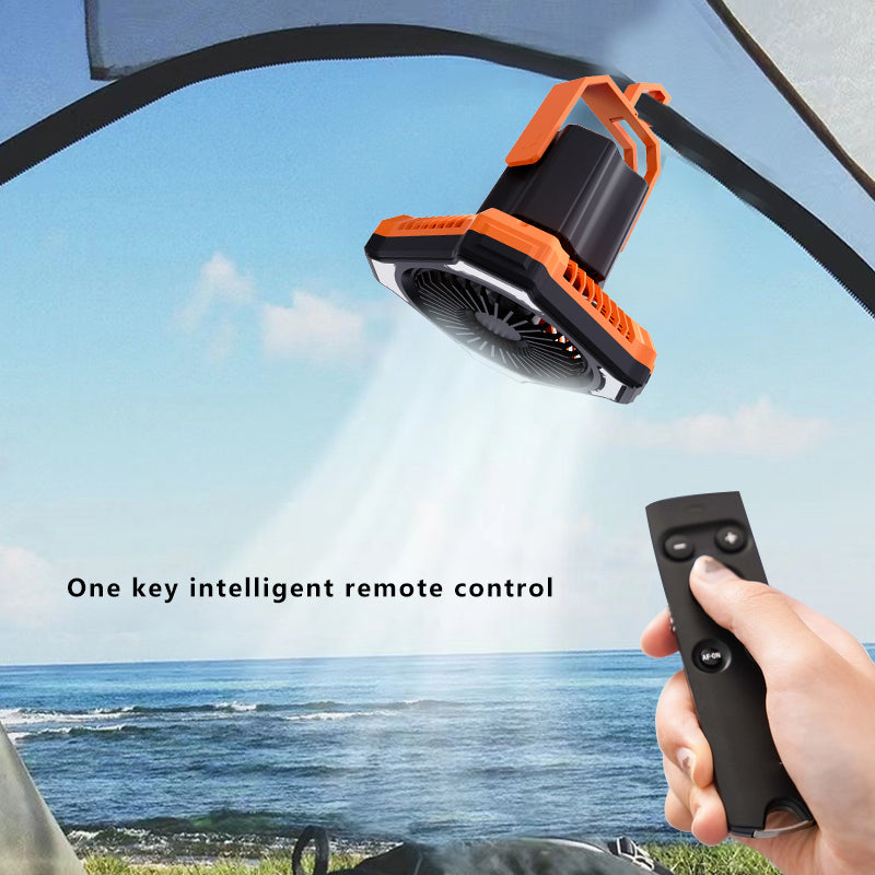 Multi-function Outdoor Camping Emergency Light Power Bank Remote Control Fan with Hook