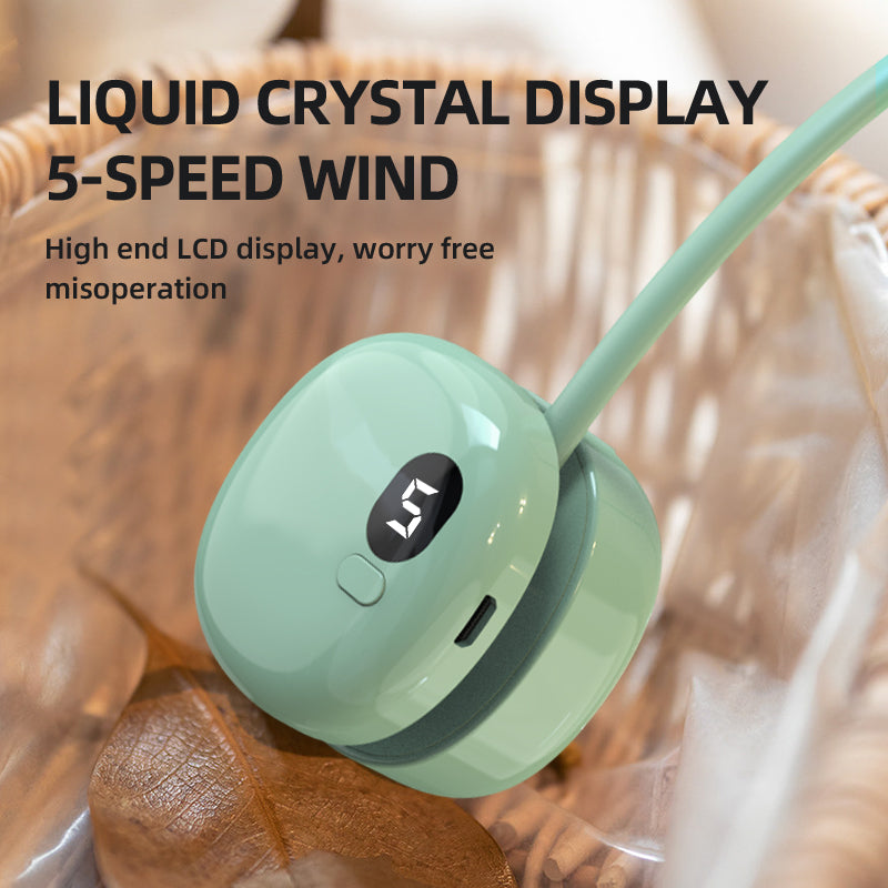 L21 Portable Rechargeable Hanging Neck Mini Cooling Fan 5 Wind Speeds Summer Fan Cooler - Pink