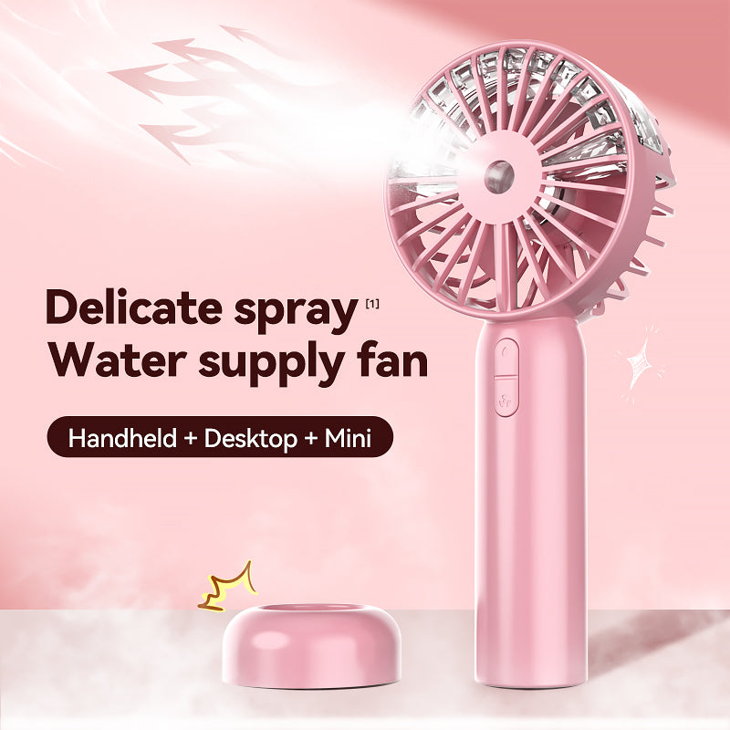 Mini18 Three Speeds Silent Summer Cooling Fan Nano Spray Mini Handheld Fan - Pink
