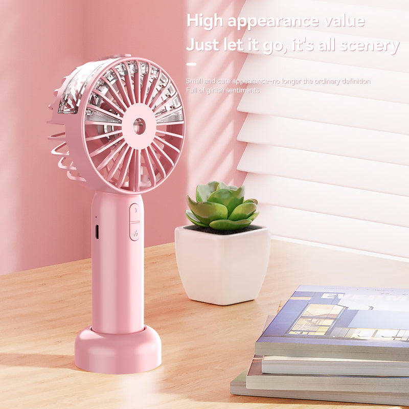 Mini18 Three Speeds Silent Summer Cooling Fan Nano Spray Mini Handheld Fan - Pink