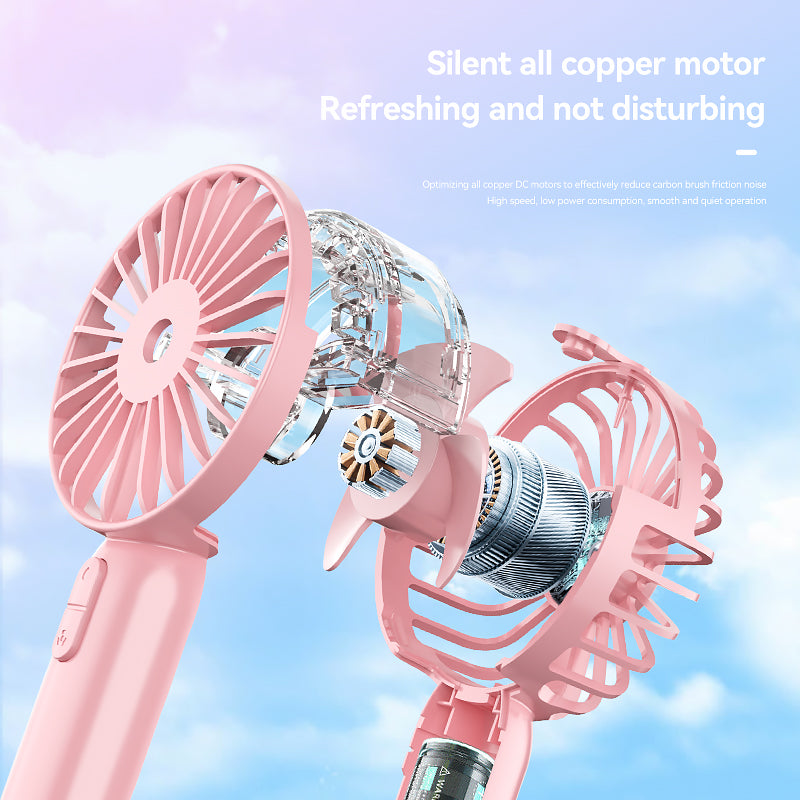 Mini18 Three Speeds Silent Summer Cooling Fan Nano Spray Mini Handheld Fan - Pink