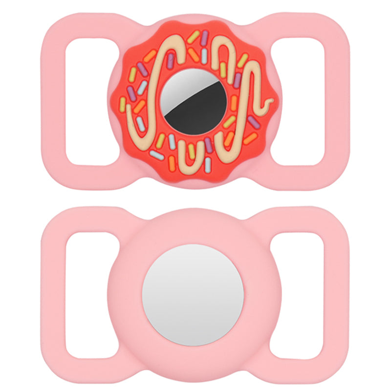Doughnut Silicone Case for AirTag Wireless Tracker Protective Cover for Dogs/Cats Pets (Square Type) - Pink