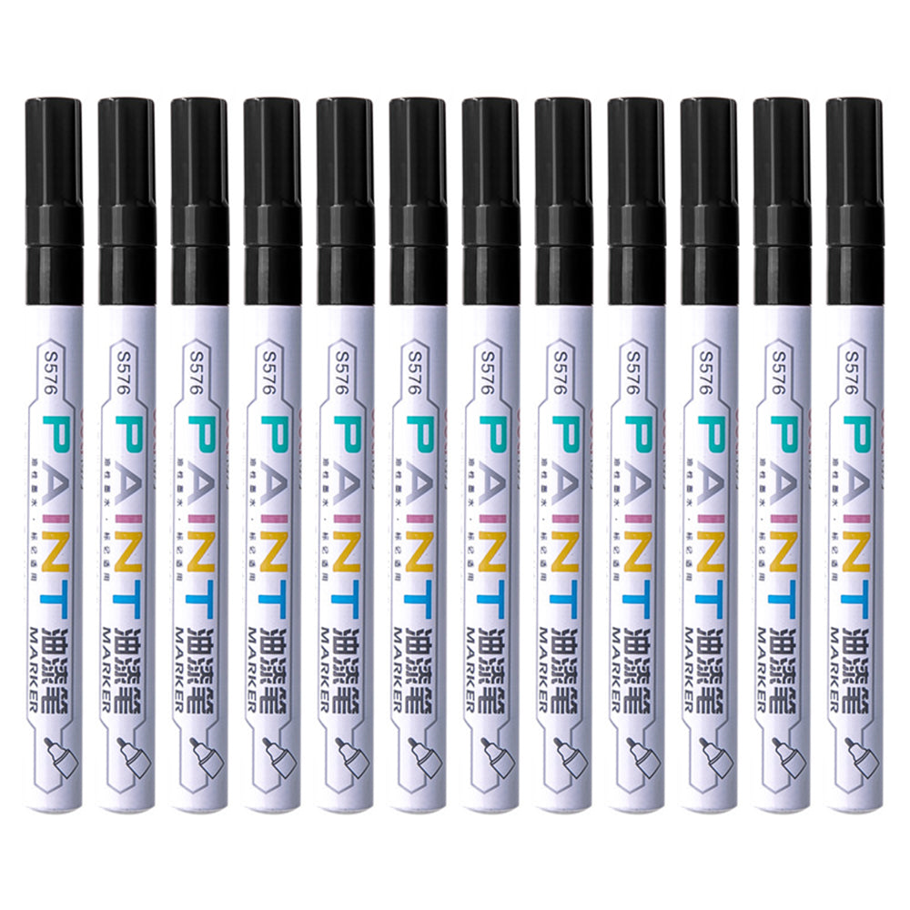 DELI S576 12Pcs/Pack Paint Pens for Artistic Drawing, DIY Crafting, Coloring, Note-Taking Marker Pen - Black