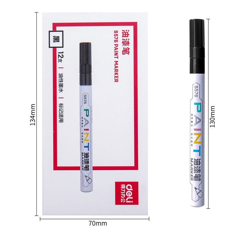 DELI S576 12Pcs/Pack Paint Pens for Artistic Drawing, DIY Crafting, Coloring, Note-Taking Marker Pen - Black