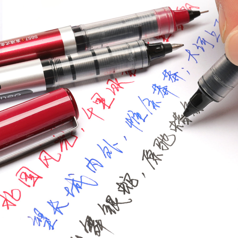 DELI S656 12-Pack Roller Ball Pens 0.5mm Liquid Ink Writing Pen for Students - Black