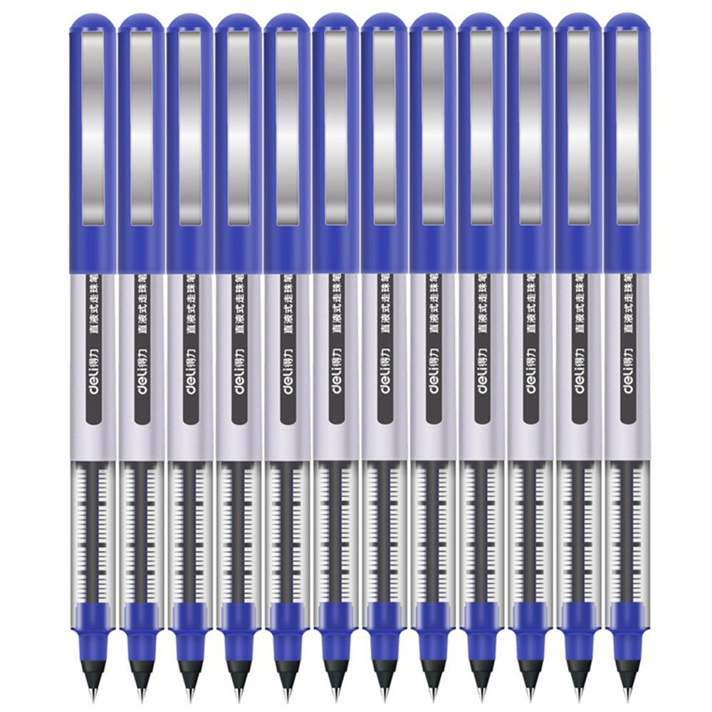 DELI S656 12-Pack Roller Ball Pens 0.5mm Liquid Ink Writing Pen for Students - Black