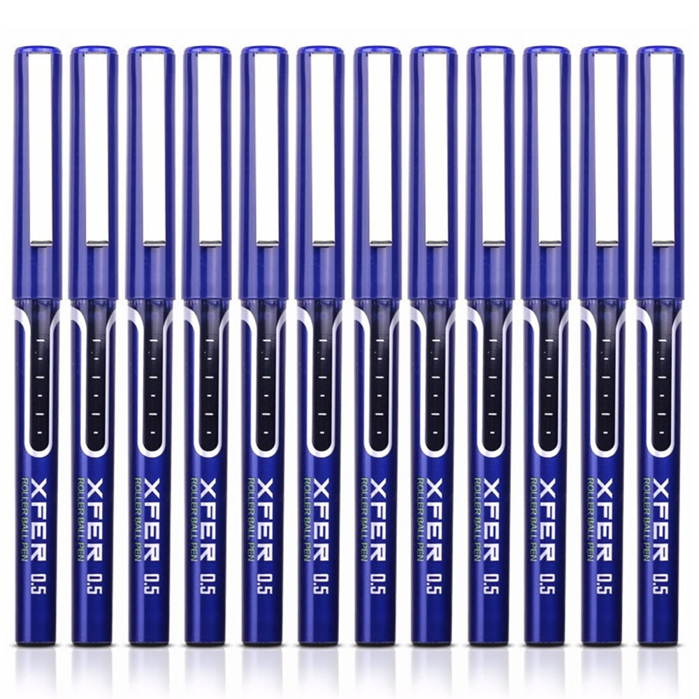 DELI S657 Rollerball Pen 12Pcs 0.5mm Liquid Ink Rollerball Ballpoint Pens for Writing - Black