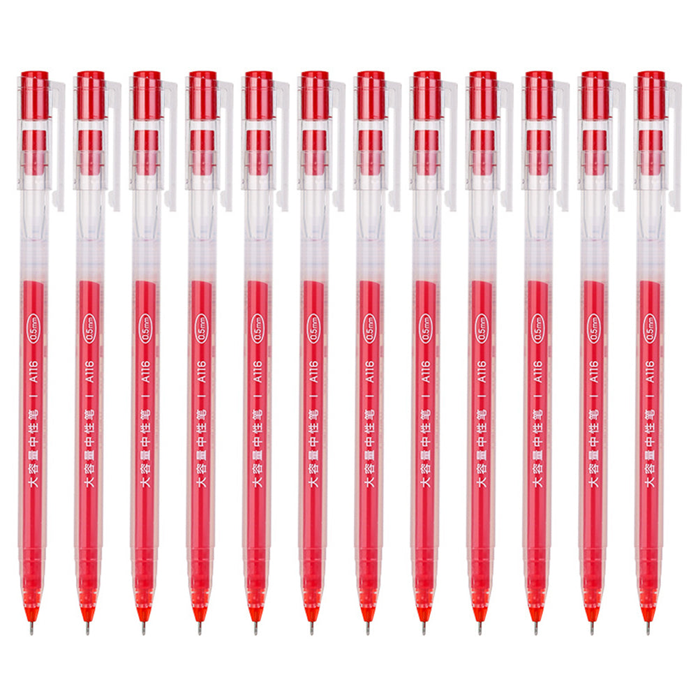 DELI A116 12Pcs Writing Neutral Pen Large Capacity Needle Pen 0.5mm Carbon Water Pen - Black