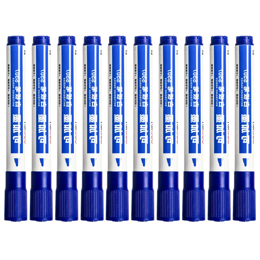 DELI S507 10Pcs Whiteboard Markers Dry Wipe White Board Pens for School Office Home - Black